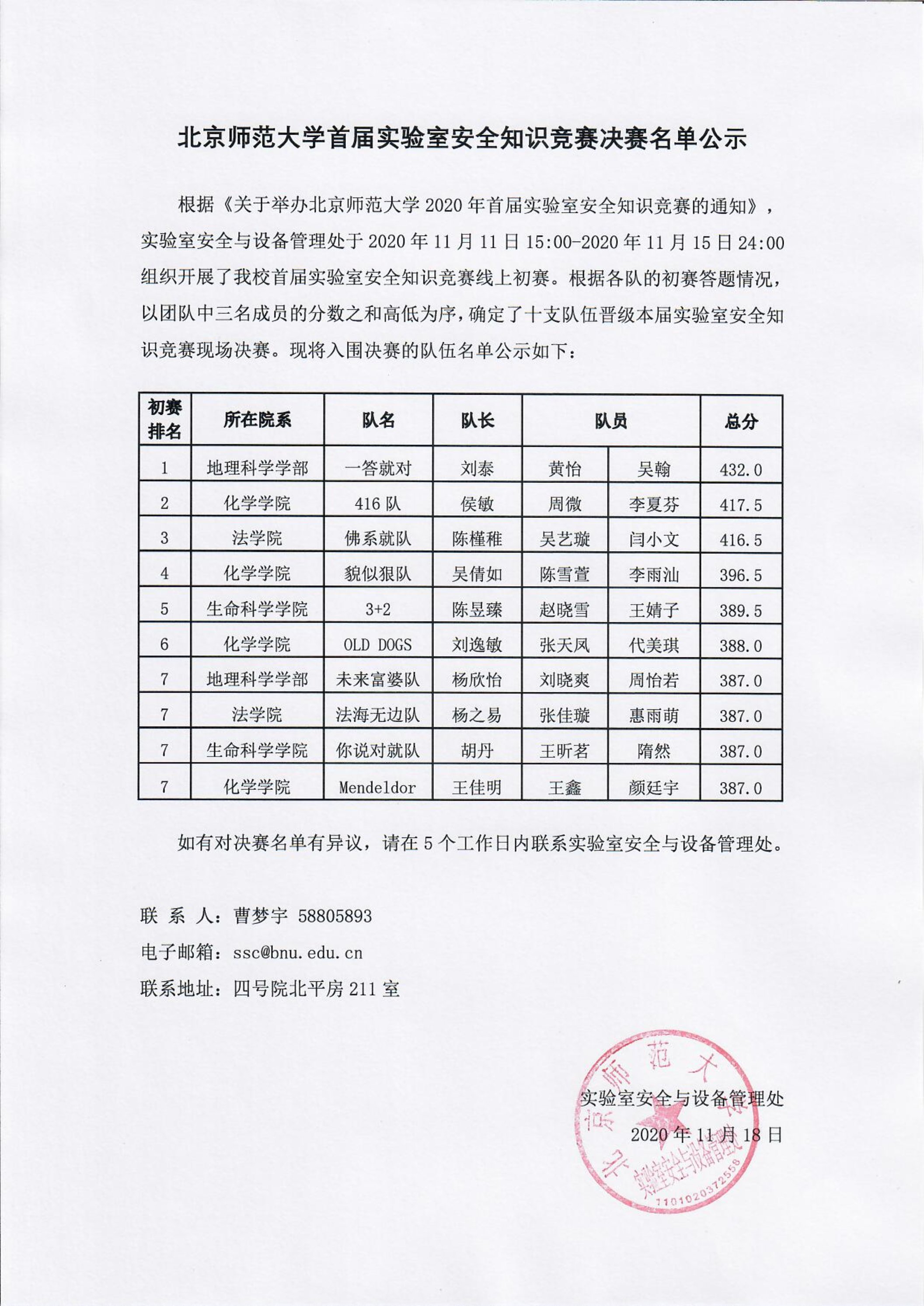 【决赛名单】决赛名单公示盖章扫描版